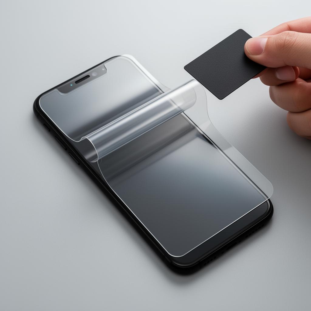 Hidrogél fólia precíziós felhelyezése iPhone kijelzőre